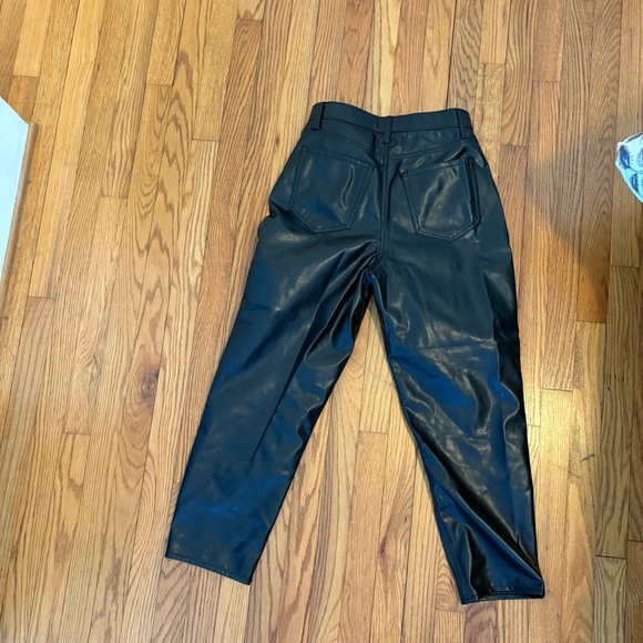 Abercrombie & Fitch Black Vegan Leather Ankle Straight Ultra High Rise Size 29 - Picture 6 of 9